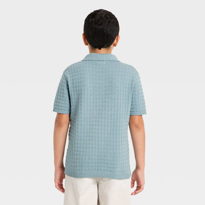slide 2 of 3, Boys' Short Sleeve Sweater - Cat & Jack™ Sky Blue S, 1 ct