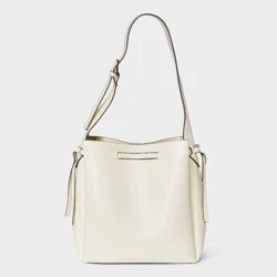 Drawstring Bucket Shoulder Bag - A New Day™ White