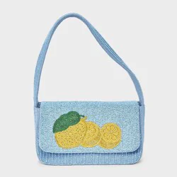 Lemon Embellished Beaded Flap Shoulder Bag - A New Day™ Blue