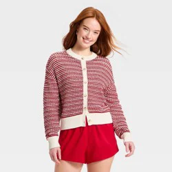 Women's Valentine's Day Cardigan Sweater - Universal Thread™ Red Striped M