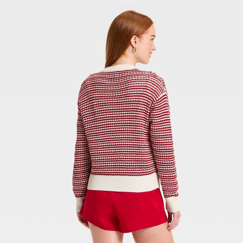 slide 2 of 3, Women's Valentine's Day Cardigan Sweater - Universal Thread™ Red Striped L, 1 ct