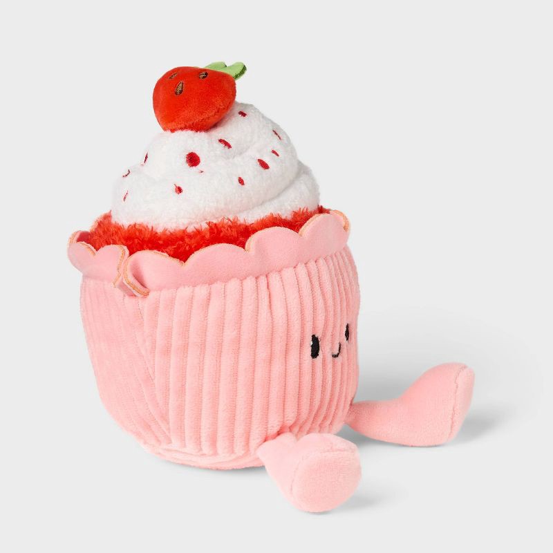 slide 3 of 3, 6" Stawberry Cupcake Plush - Gigglescape™, 1 ct