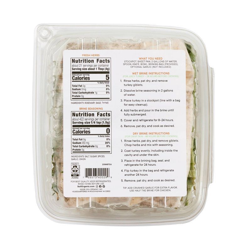 slide 2 of 5, Soli Organic Gourmet Turkey Herb and Brine Kit - 25.6 oz, 25.6 oz