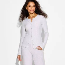 Women's Cozy Leisure Long Sleeve Button-Down Top - Wild Fable™ Gray S