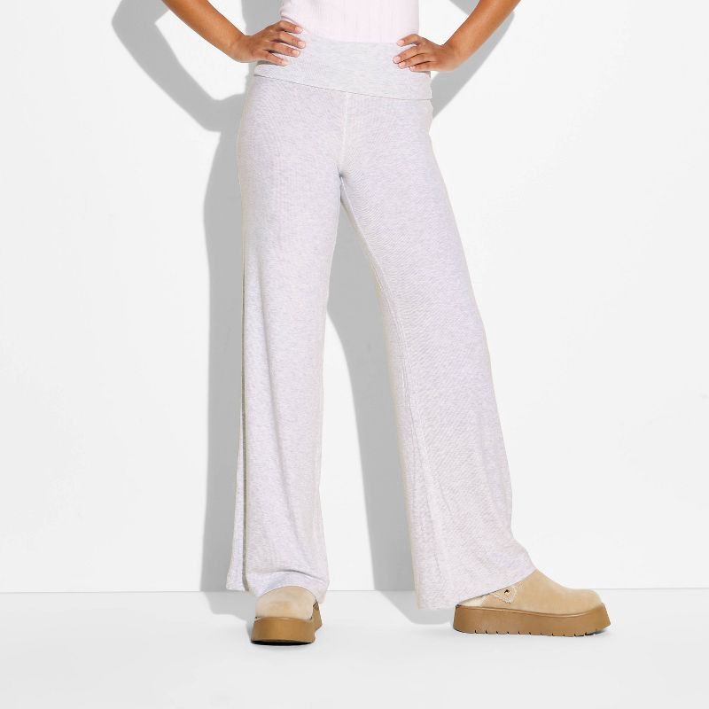 slide 2 of 3, Women's Mid-Rise Wide Leg Cozy Pull-On Pants - Wild Fable™ Gray M, 1 ct