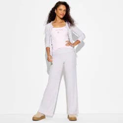 Women's Mid-Rise Wide Leg Cozy Pull-On Pants - Wild Fable™ Gray M