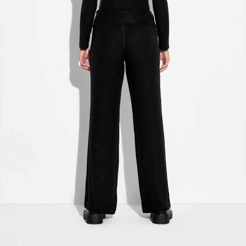 slide 3 of 3, Women's Mid-Rise Wide Leg Cozy Pull-On Pants - Wild Fable™ Black XL, 1 ct