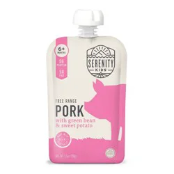 Serenity Kids Free Range Pork with Organic Green Beans and Sweet Potato Baby Food Pouch - 3.5oz: High Protein, 6 Months and Up, 2nd Stage