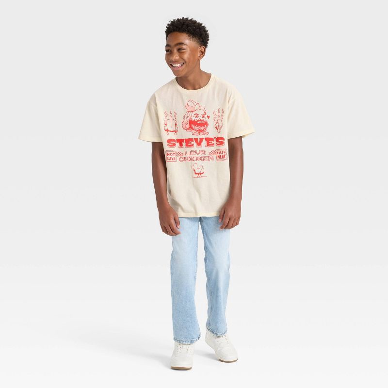 slide 4 of 4, Boys' Minecraft Lava Chicken Short Sleeve Oversized Graphic T-Shirt - Cream S, 1 ct