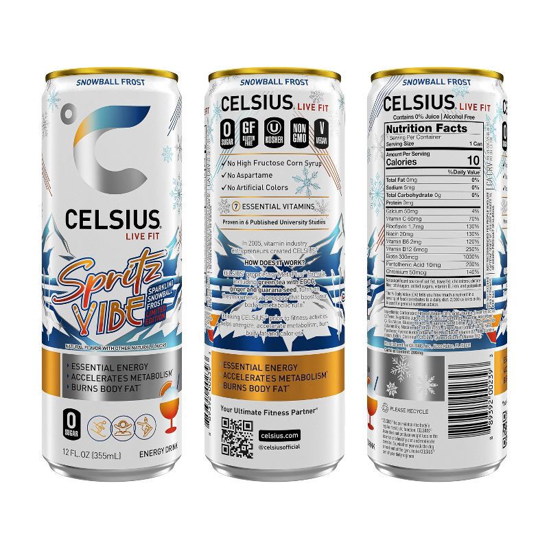 slide 3 of 4, Celsius Spritz Vibe Energy Drink - 12 fl oz, 12 fl oz