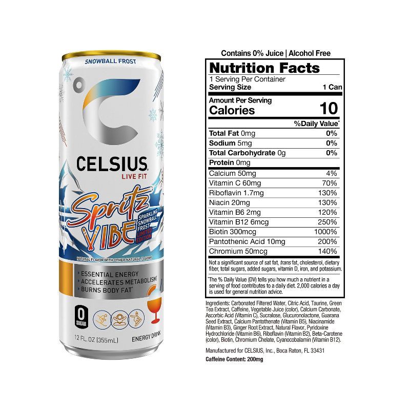 slide 4 of 4, Celsius Spritz Vibe Energy Drink - 12 fl oz, 12 fl oz