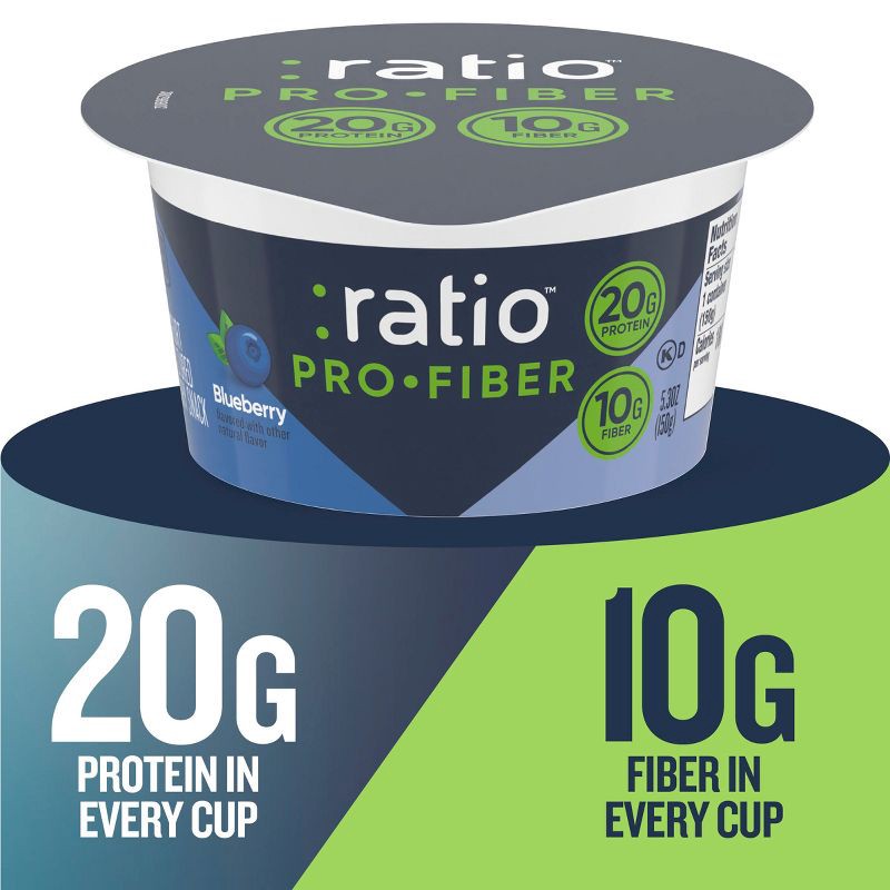 slide 2 of 7, :ratio ProFiber Blueberry Traditional Yogurt - 20g Protein 5.3oz, 20 gram, 5.3 oz