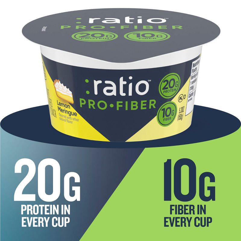 slide 2 of 7, :ratio ProFiber Lemon Meringue Traditional Yogurt - 20g Protein 5.3oz, 20 gram, 5.3 oz