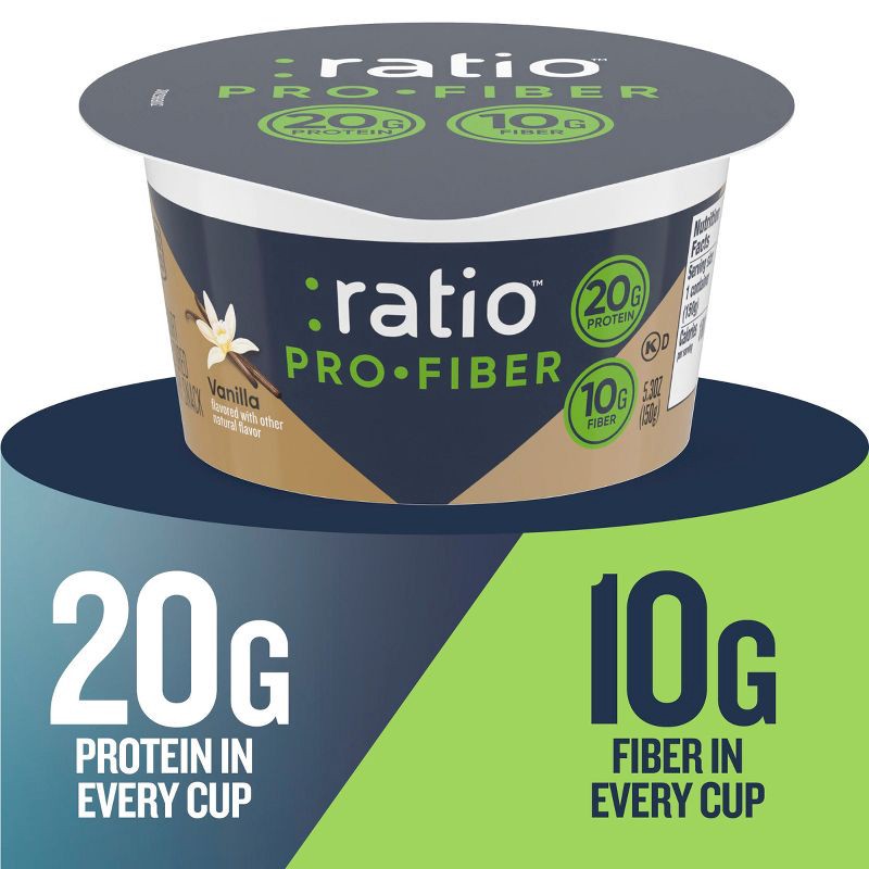slide 2 of 7, :ratio ProFiber Vanilla Traditional Yogurt - 20g Protein 5.3oz, 20 gram, 5.3 oz
