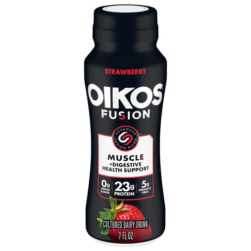 slide 1 of 12, Oikos Fusion Strawberry Cultured Dairy Drink - 7 fl oz, 7 fl oz