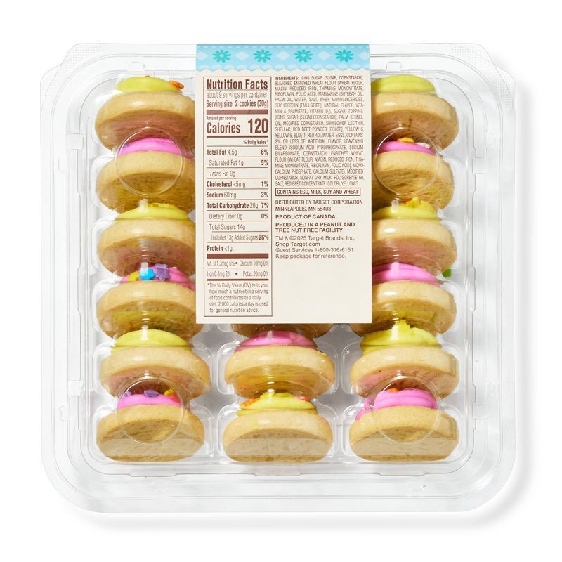 Spring Mini Pink & Yellow Frosted Sugar Cookies - 9.4oz/18ct - Favorite ...