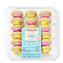 Spring Mini Pink & Yellow Frosted Sugar Cookies - 9.4oz/18ct - Favorite Day™