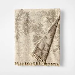 Threshold designed w/Studio McGee Woven Floral and Leaves Pattern Throw with Fringe - Threshold™ designed with Studio McGee