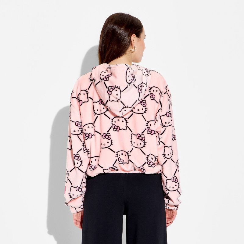 slide 3 of 3, Women's Hello Kitty Zip-Up Graphic Hoodie - Pink XXS, 1 ct
