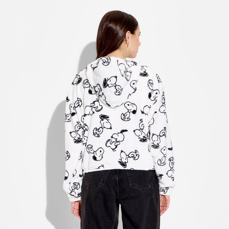 slide 3 of 3, Women's Snoopy Graphic Zip-Up Hoodie - White S, 1 ct