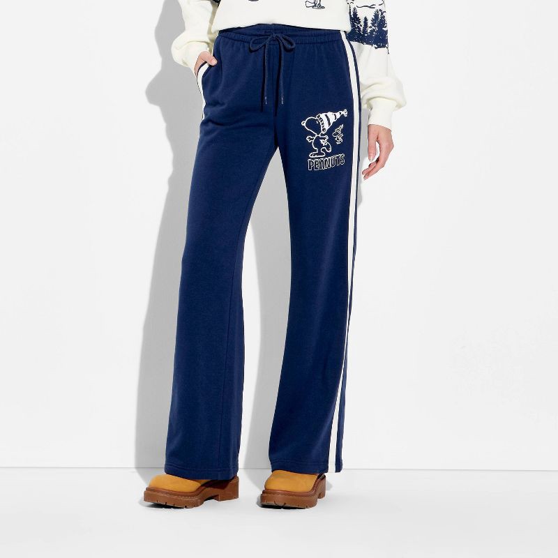 slide 2 of 3, Women's Snoopy Wide Leg Graphic Pants - Navy Blue XXL, 1 ct