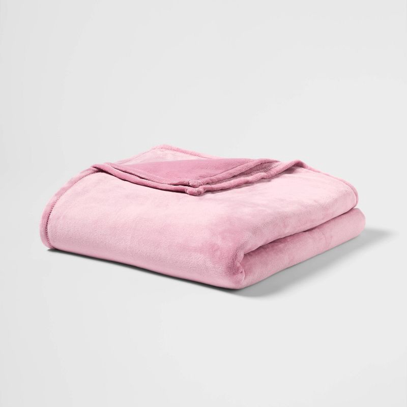 slide 1 of 3, Full/Queen Plush Blanket Blush Pink - Room Essentials™, 1 ct