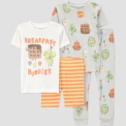 Carter's Just One You® Toddler Boys' 4pc Short Sleeve Cotton Snug Fit Brunch Pajama Set - Orange 5T