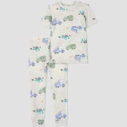 Carter's Just One You® Toddler Boys' 2pc Short Sleeve Comfy Soft Snug Fit Construction Pajama Set - Gray 18M