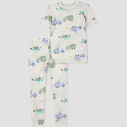 Carter's Just One You® Toddler Boys' 2pc Short Sleeve Comfy Soft Snug Fit Construction Pajama Set - Gray 4T