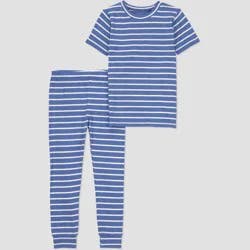 Carter's Just One You® Toddler Boys' 2pc Short Sleeve Comfy Soft Snug Fit Striped Pajama Set - Navy Blue 4T