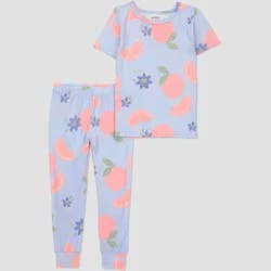 Carter's Just One You® Toddler Girls' 2pc Short Sleeve Comfy Soft Snug Fit Fruit Pajama Set - Blue 12M