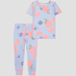 Carter's Just One You® Toddler Girls' 2pc Short Sleeve Comfy Soft Snug Fit Fruit Pajama Set - Blue 18M