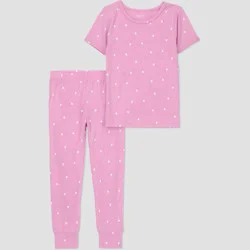 Carter's Just One You® Toddler Girls' 2pc Short Sleeve Comfy Soft Snug Fit Hearts Pajama Set - Pink 12M