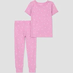 Carter's Just One You® Toddler Girls' 2pc Short Sleeve Comfy Soft Snug Fit Hearts Pajama Set - Pink 12M