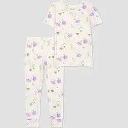 Carter's Just One You® Toddler Girls' 2pc Short Sleeve Comfy Soft Snug Fit Swans Pajama Set - Ivory 18M