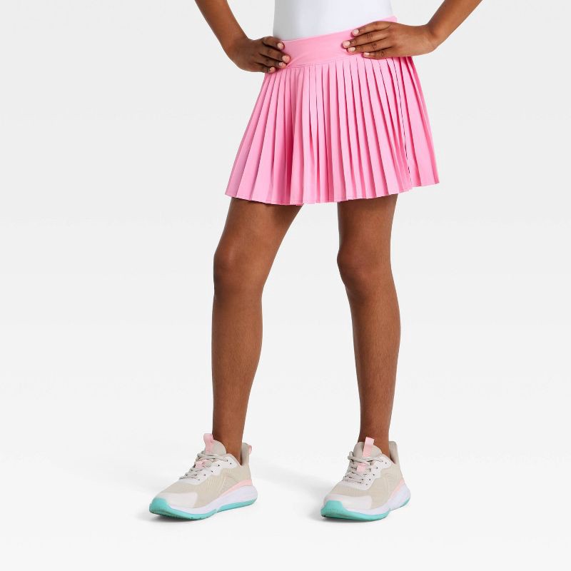 slide 1 of 3, Girls' Pleated Active Skort - All In Motion™ Pretty Pink L, 1 ct