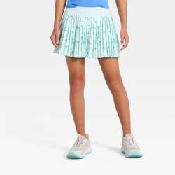 Girls' Mid Rise Pleated Active Skort - All In Motion™ Mint Green S