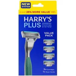 Harry's Plus Men's Razor Handle with 5 Razor Blade Cartridges - Moss Green