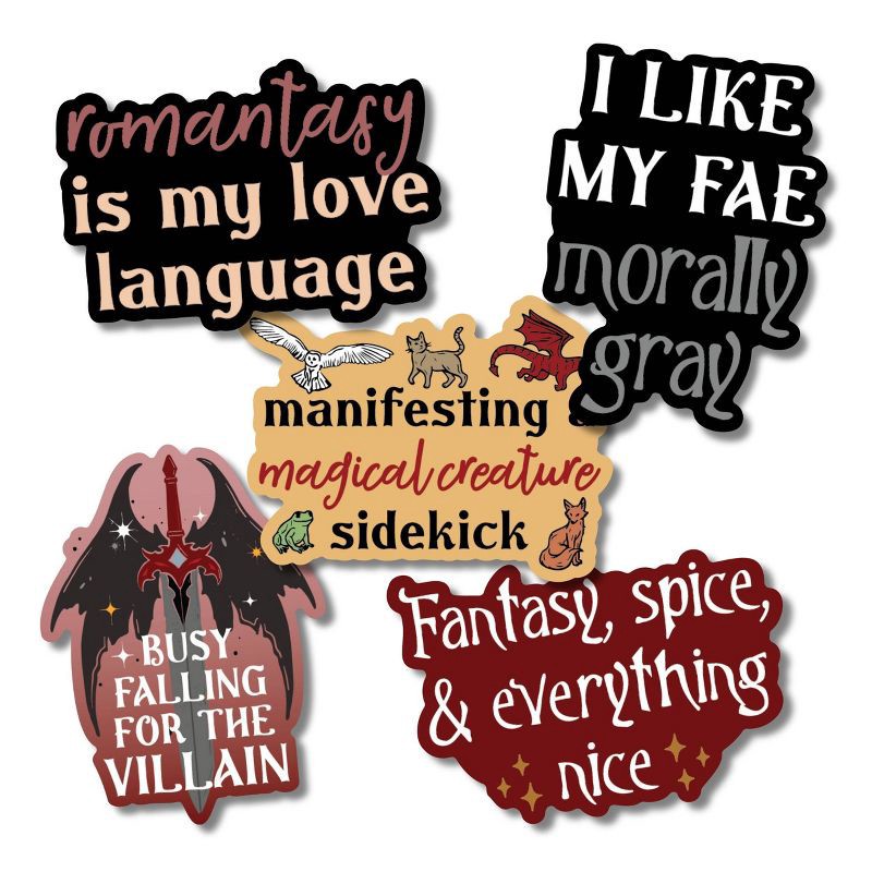 slide 2 of 2, Kingdom of Threads Fae and Fantasy 5-Vinyl Sticker Pack, 1 ct