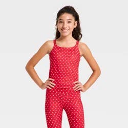 Girls' Ruffle Crop Tank Top - All In Motion™ Red M
