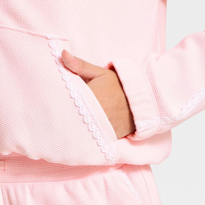 slide 3 of 3, Girls' Waffle Texture Full Zip Jacket - All In Motion™ Light Pink S, 1 ct