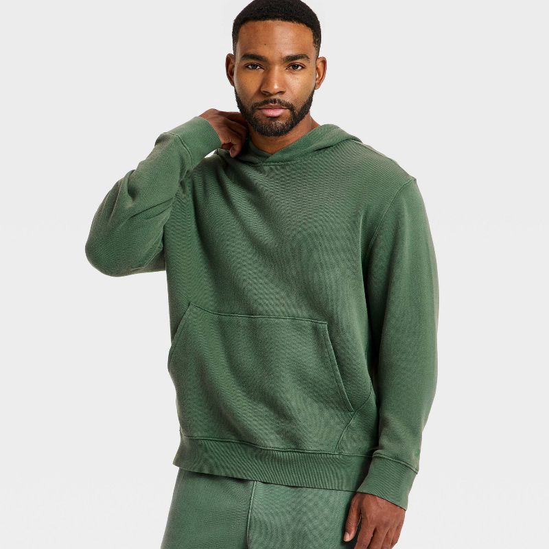 slide 3 of 3, Men's French Terry Pullover Hoodie - All In Motion™ Forest Green M, 1 ct