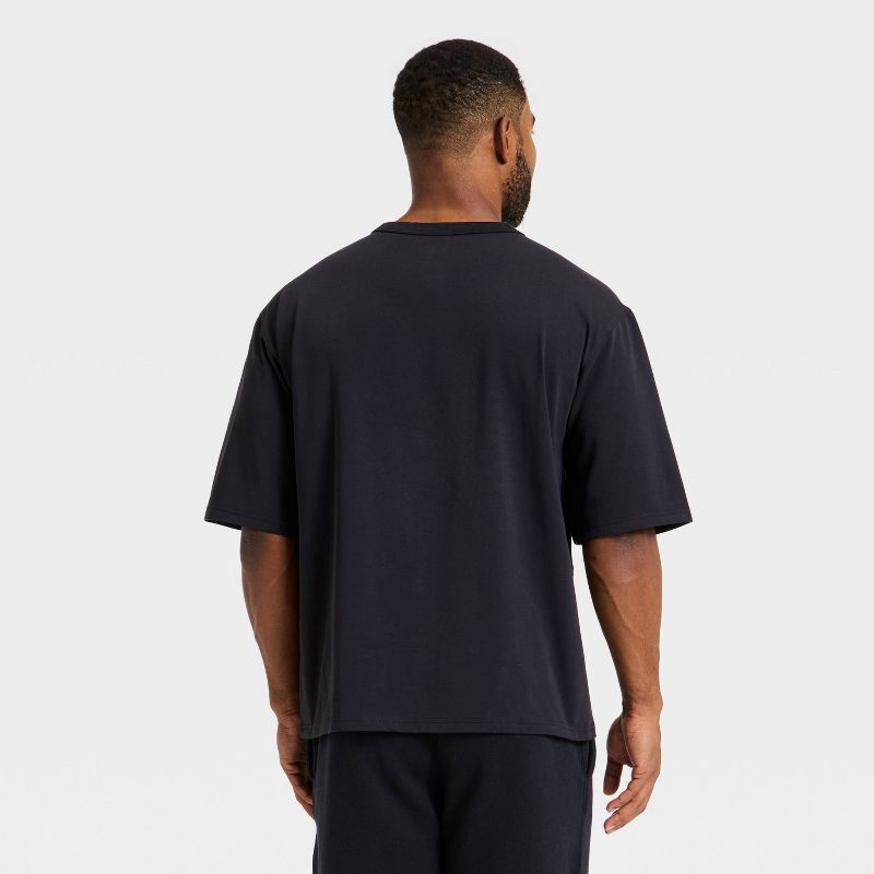 slide 2 of 3, Men's Short Sleeve Oversized Cotton T-Shirt - All In Motion™ Black S, 1 ct