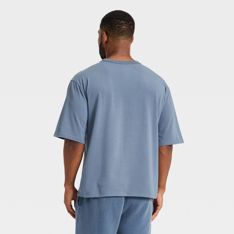slide 2 of 3, Men's Short Sleeve Oversized Cotton T-Shirt - All In Motion™ Blue M, 1 ct