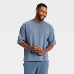 Men's Short Sleeve Oversized Cotton T-Shirt - All In Motion™ Blue M