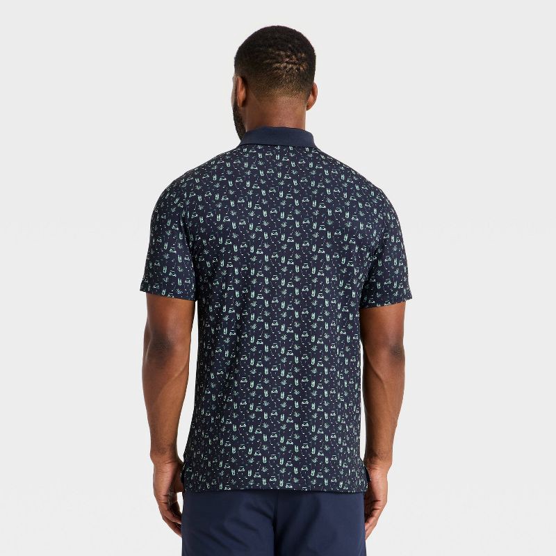 slide 2 of 3, Men's Textured Polo Shirt - All In Motion™ Navy Blue M, 1 ct