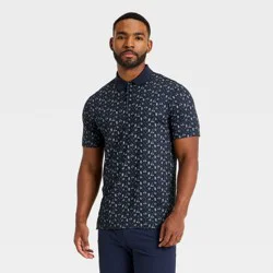 Men's Textured Polo Shirt - All In Motion™ Navy Blue M