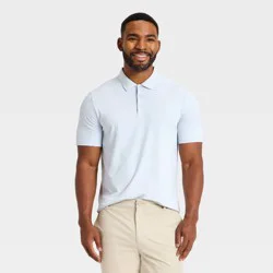 Men's Short Sleeve Textured Polo Shirt - All In Motion™ Light Blue L