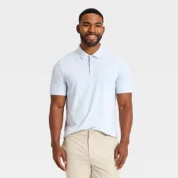 Men's Short Sleeve Textured Polo Shirt - All In Motion™ Light Blue XL