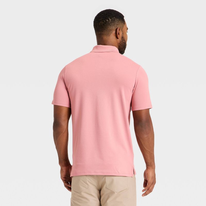 slide 2 of 3, Men's Textured Polo Shirt - All In Motion™ Rose Pink S, 1 ct